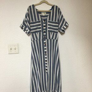 Monteau Blue and White Striped Dress S